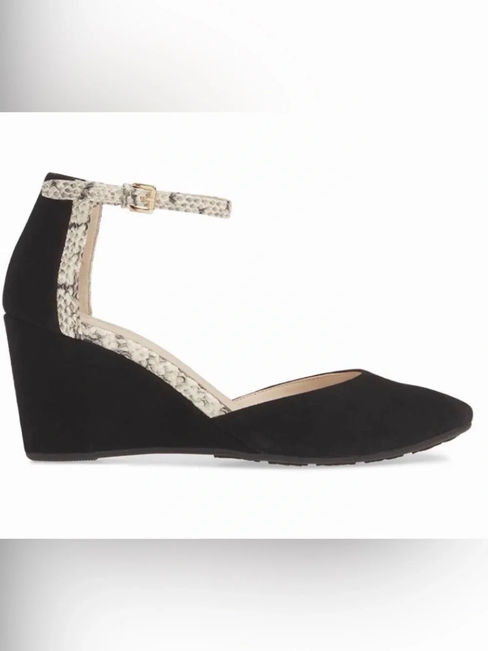 Cole Haan Lara Wedge Pump Snake-Print Ankle Strap